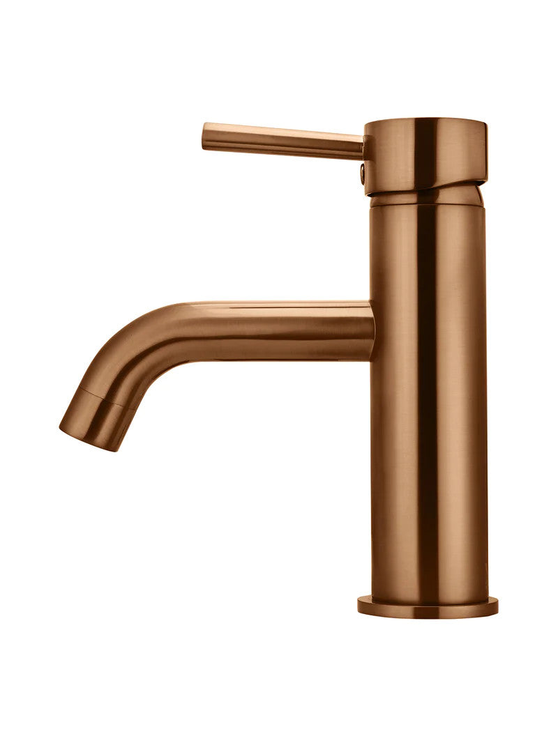 Meir Round Basin Mixer Tap with Curved Spout - Various Colour Finishes