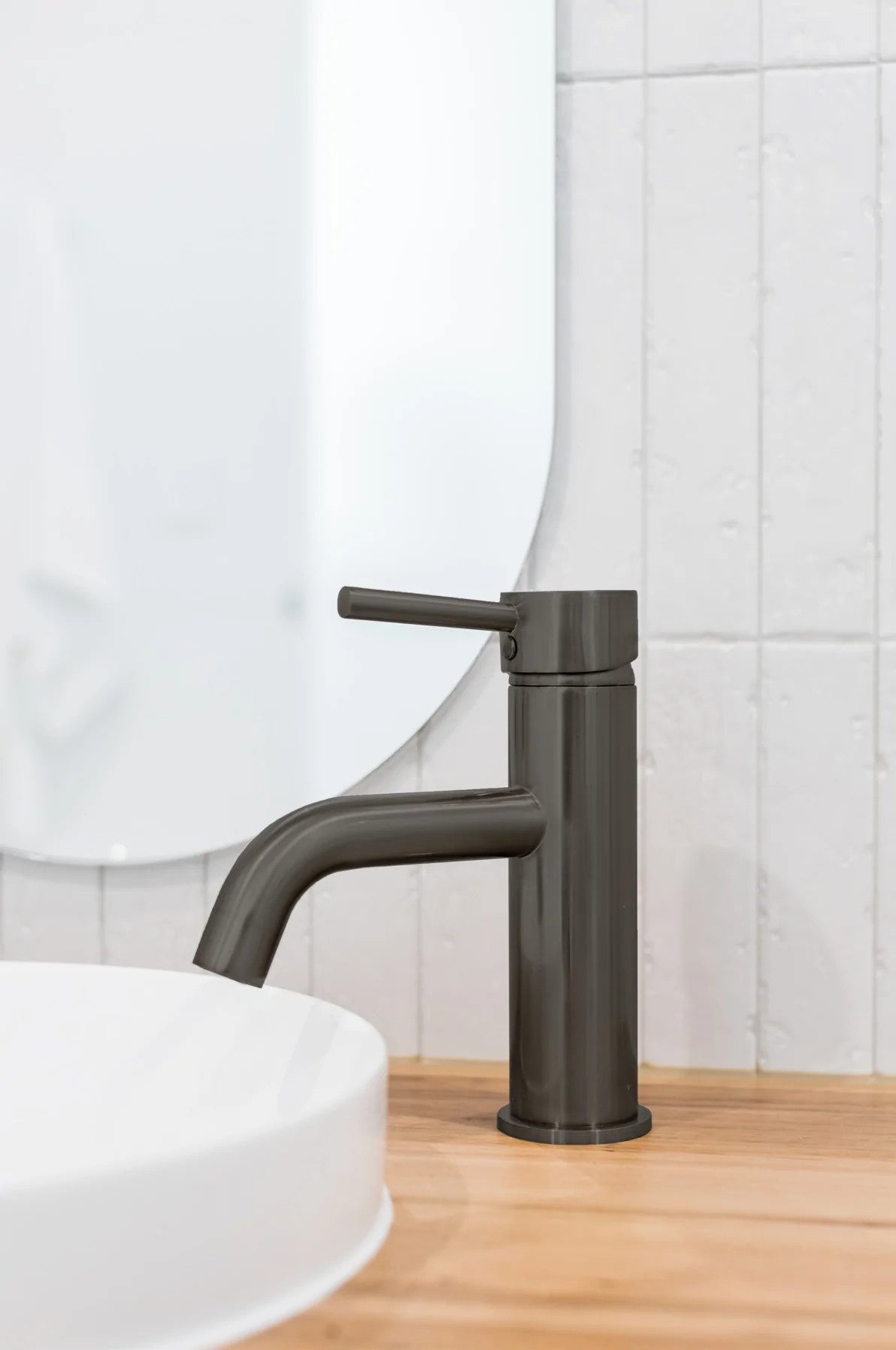 Meir Round Basin Mixer Tap with Curved Spout - Various Colour Finishes