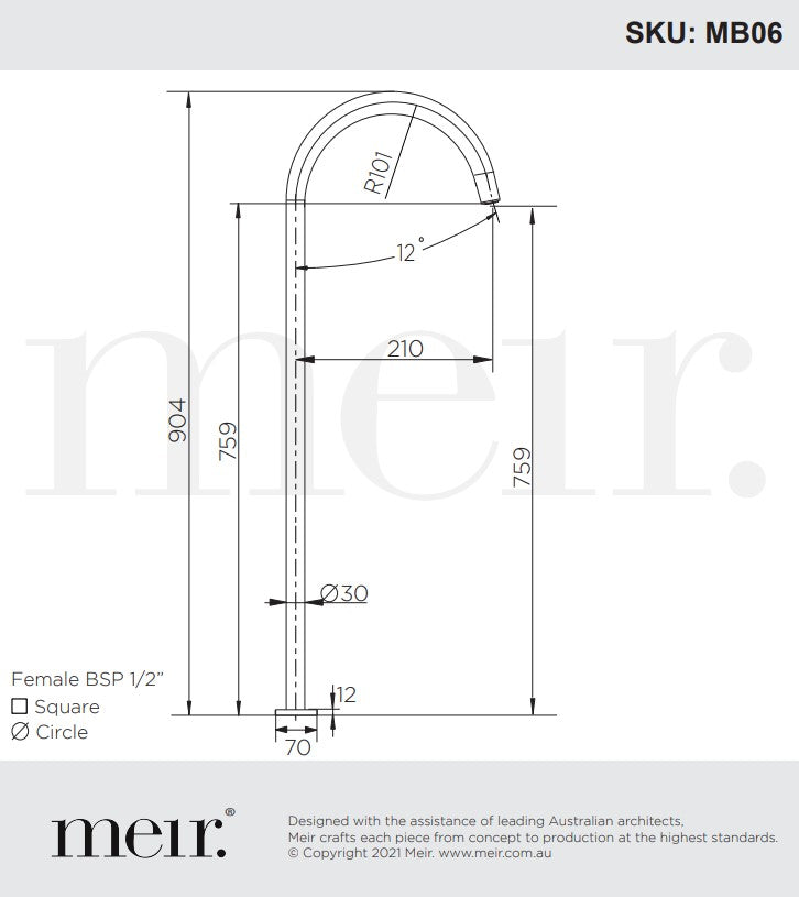 Meir Round Freestanding Bath Spout - Various Colour Finishes