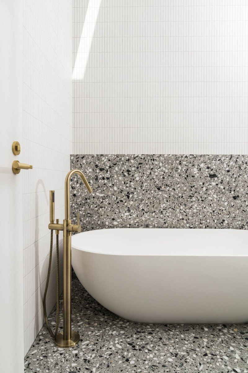 Meir Round Free Standing Bath Spout and Hand Shower Paddle Handle - Various Colour Finishes