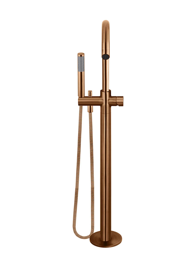 Meir Round Freestanding Bath Spout and Hand Shower Pinless Handle - Various Colour Finishes