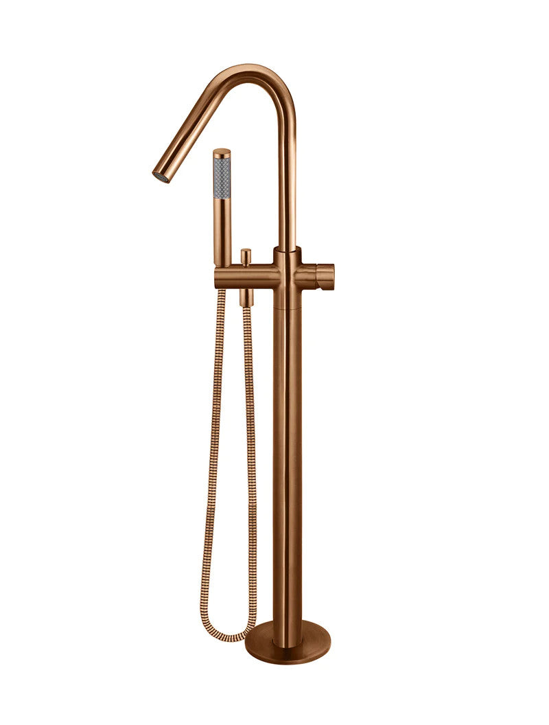 Meir Round Freestanding Bath Spout and Hand Shower Pinless Handle - Various Colour Finishes