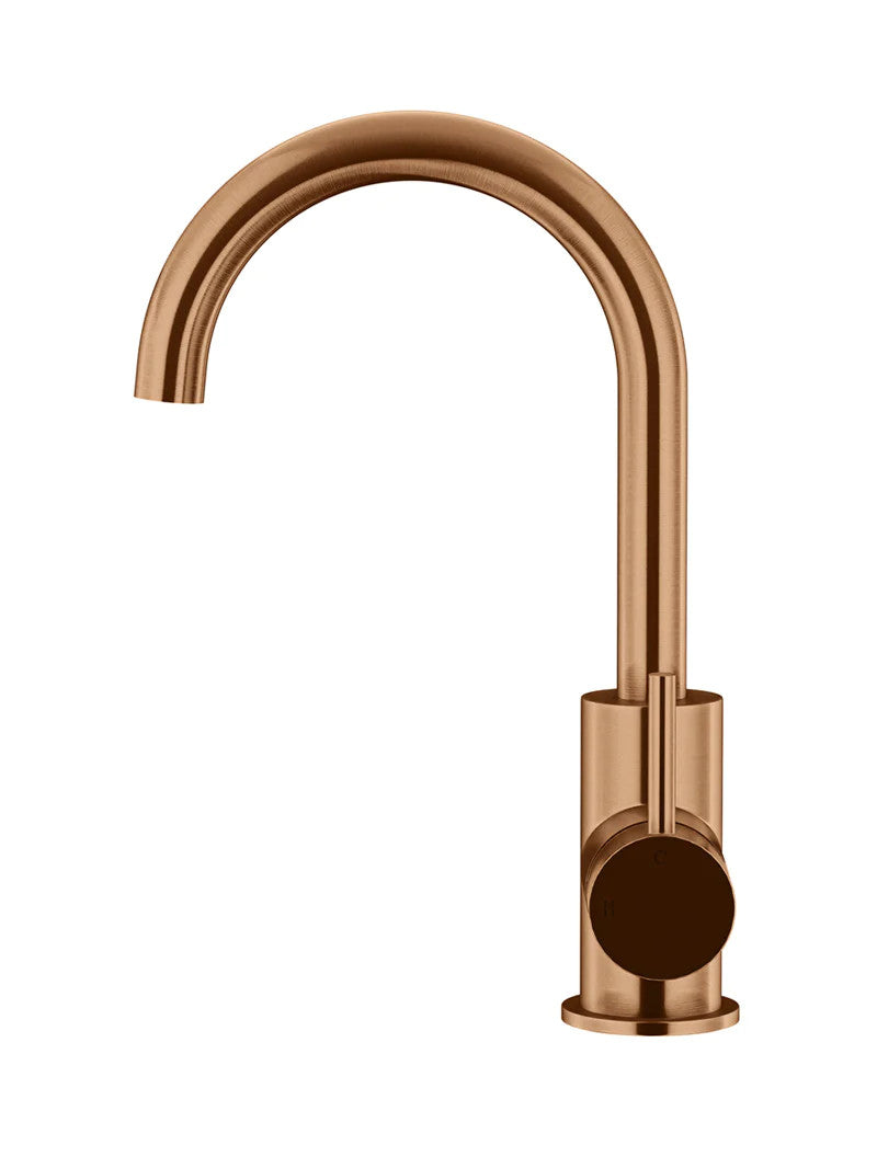 Meir Round Gooseneck Basin Mixer with Cold Start - Various Colour Finishes