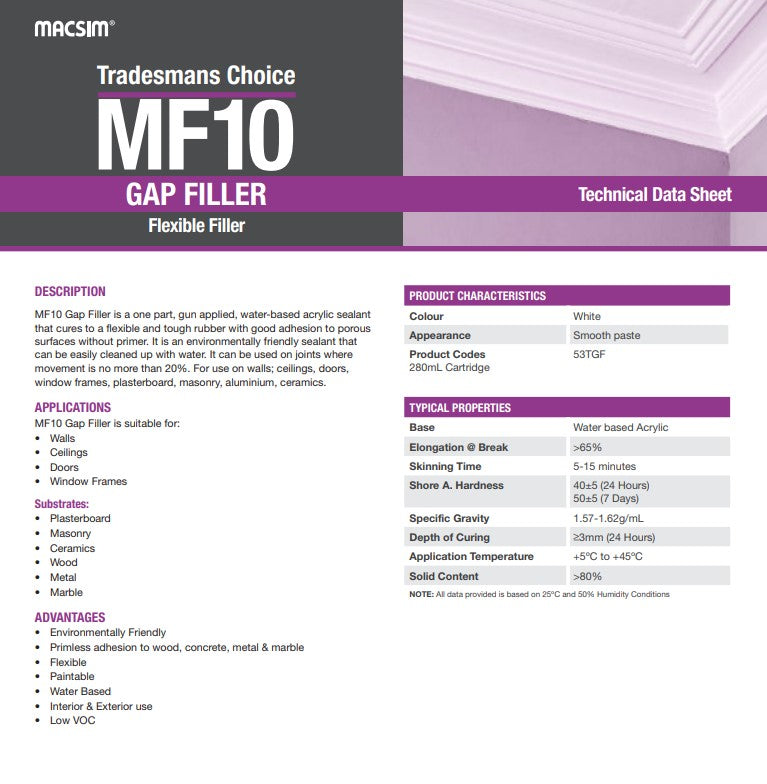 MF10 Trademans Choice Gap Filler White 300ml Cartridges - Box of 10