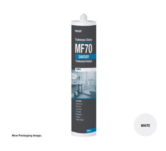 MF70 Sanitary Silicone Sealant Translucent or White 300ml Cartridges - Box of 10