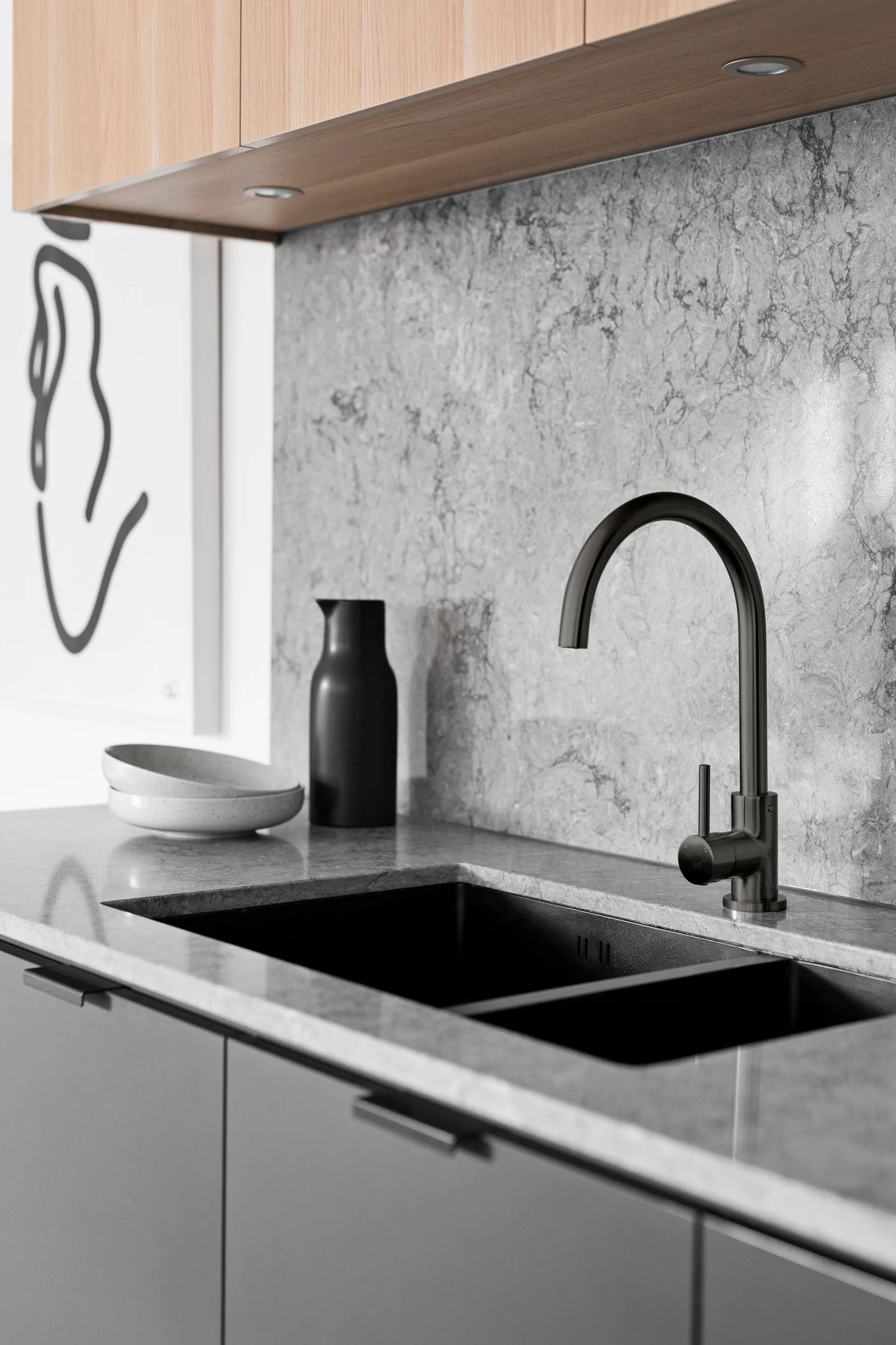 Meir Round Gooseneck Kitchen Pinless Handle Mixer Tap - Various Colour Finishes