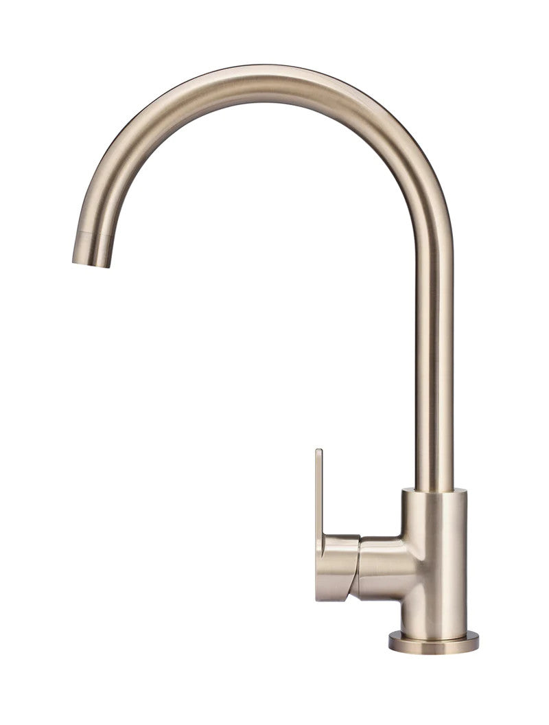 Meir Round Gooseneck Kitchen Paddle Handle Mixer Tap - Various Colour Finishes