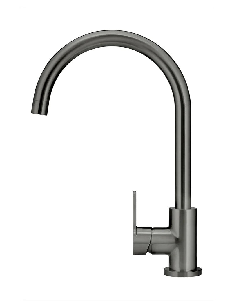 Meir Round Gooseneck Kitchen Paddle Handle Mixer Tap - Various Colour Finishes