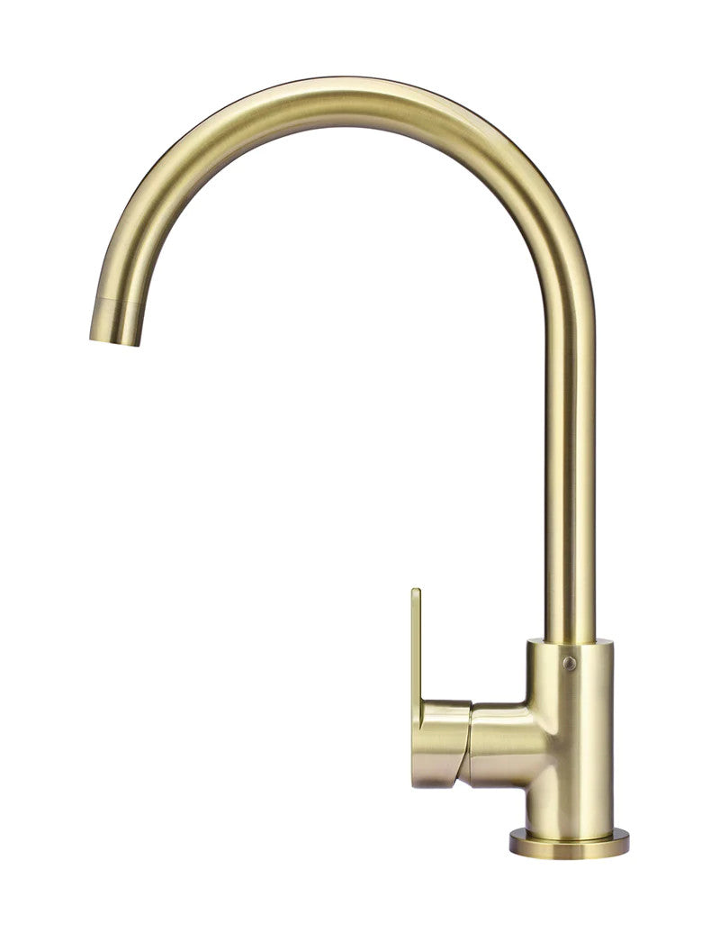 Meir Round Gooseneck Kitchen Paddle Handle Mixer Tap - Various Colour Finishes