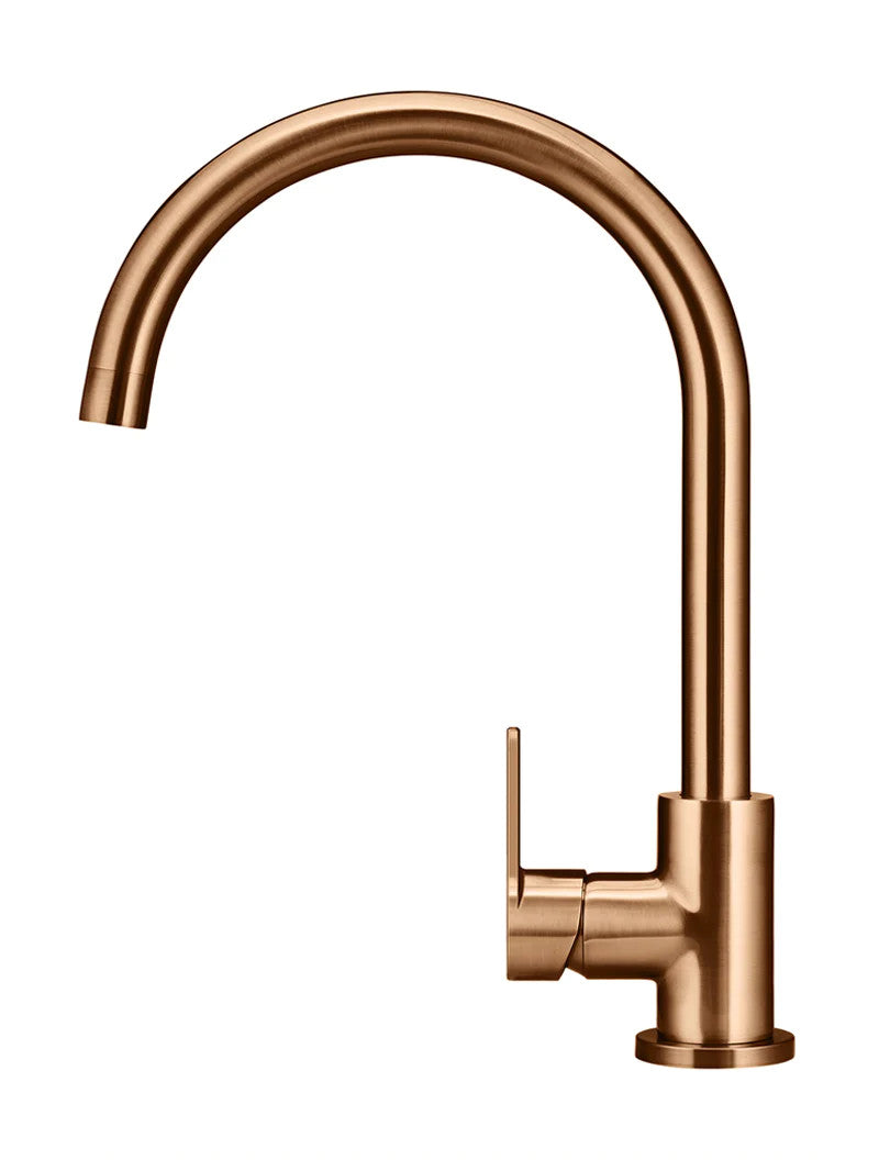 Meir Round Gooseneck Kitchen Paddle Handle Mixer Tap - Various Colour Finishes
