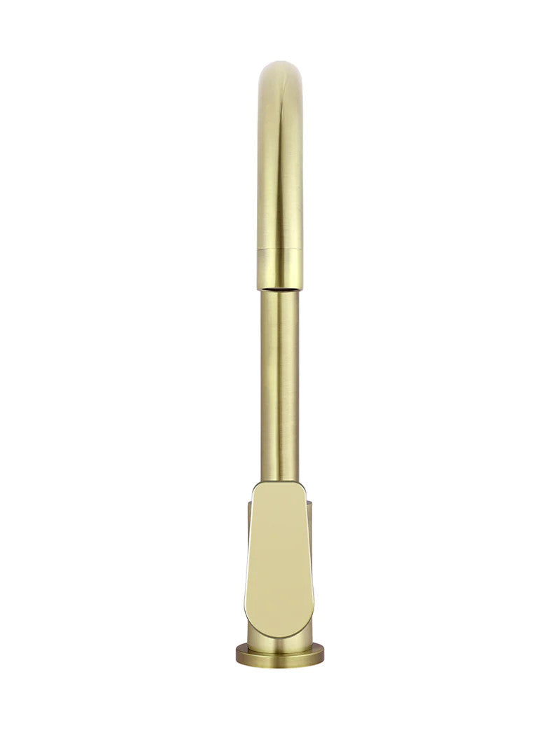 Meir Round Gooseneck Kitchen Paddle Handle Mixer Tap - Various Colour Finishes