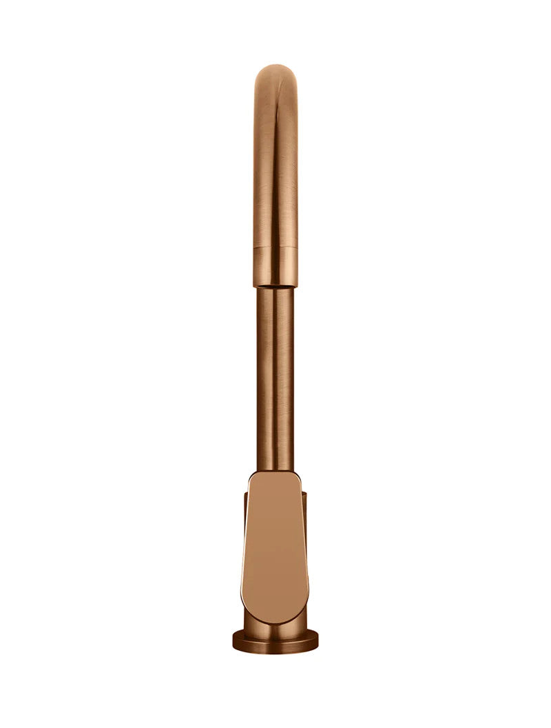 Meir Round Gooseneck Kitchen Paddle Handle Mixer Tap - Various Colour Finishes