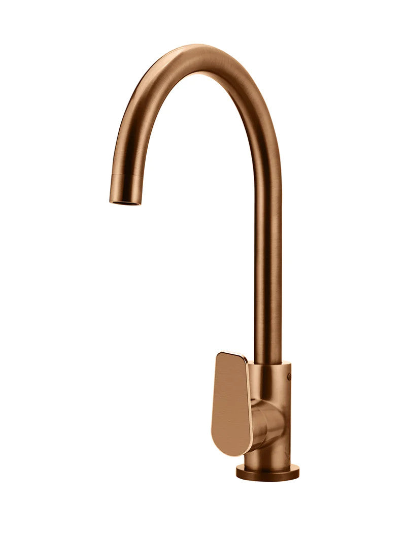 Meir Round Gooseneck Kitchen Paddle Handle Mixer Tap - Various Colour Finishes