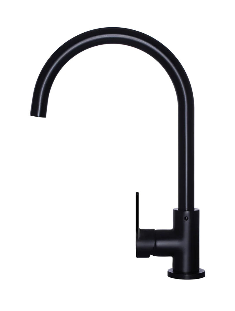 Meir Round Gooseneck Kitchen Paddle Handle Mixer Tap - Various Colour Finishes