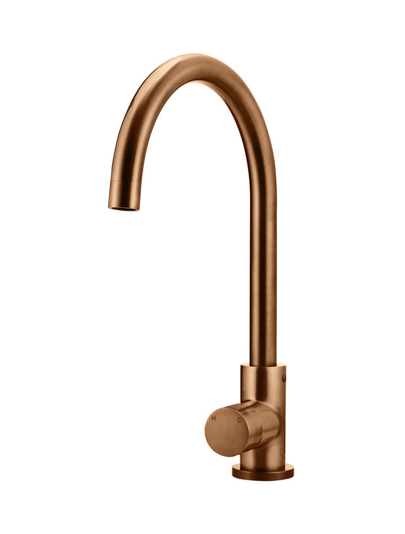 Meir Round Gooseneck Kitchen Pinless Handle Mixer Tap - Various Colour Finishes