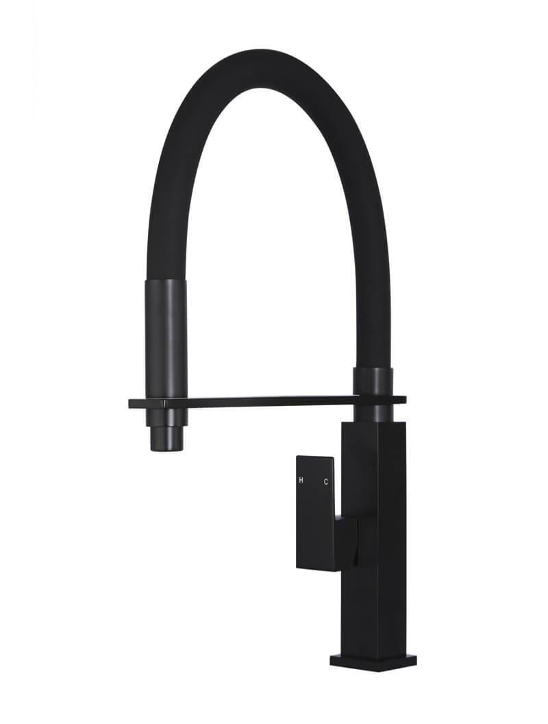 Meir Matte Black Square Flexible Kitchen Mixer Tap