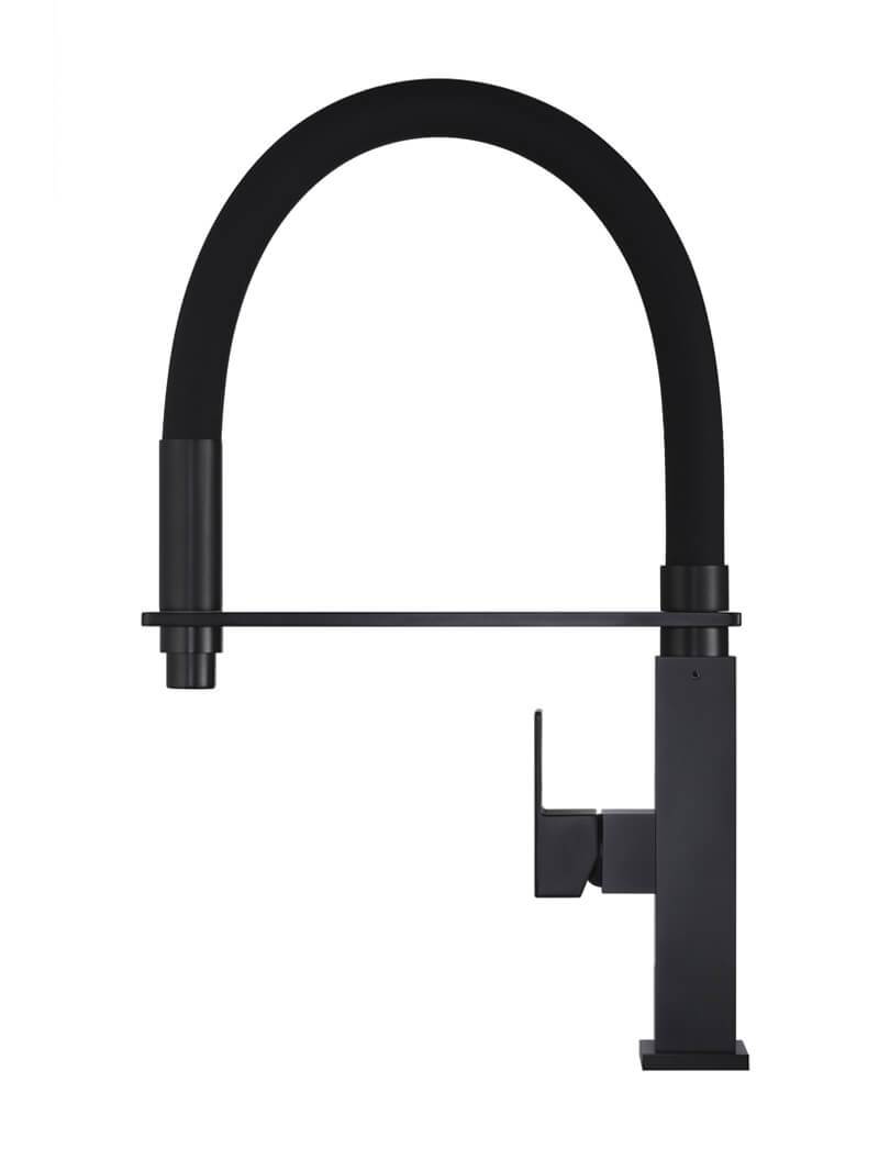 Meir Matte Black Square Flexible Kitchen Mixer Tap