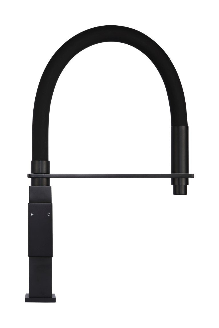 Meir Matte Black Square Flexible Kitchen Mixer Tap