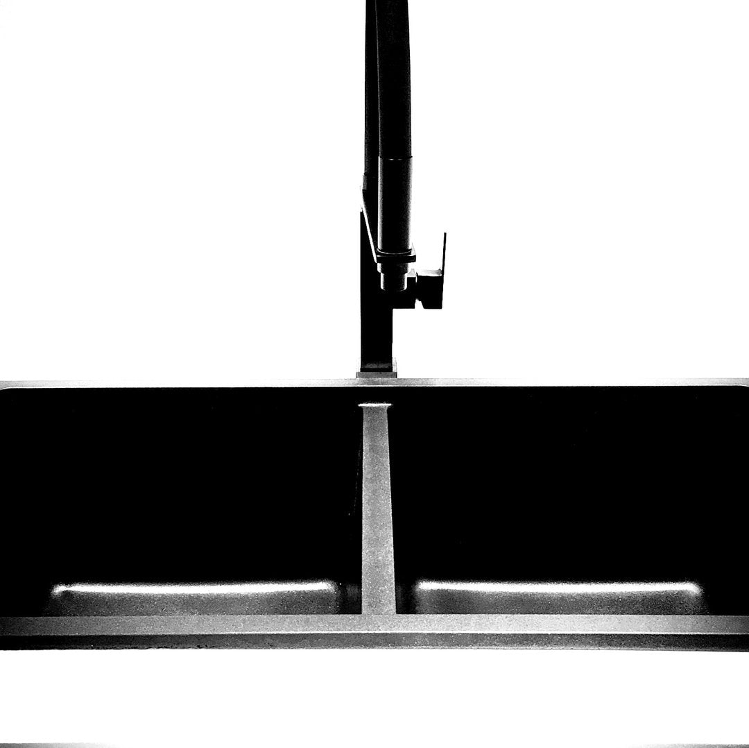 Meir Matte Black Square Flexible Kitchen Mixer Tap