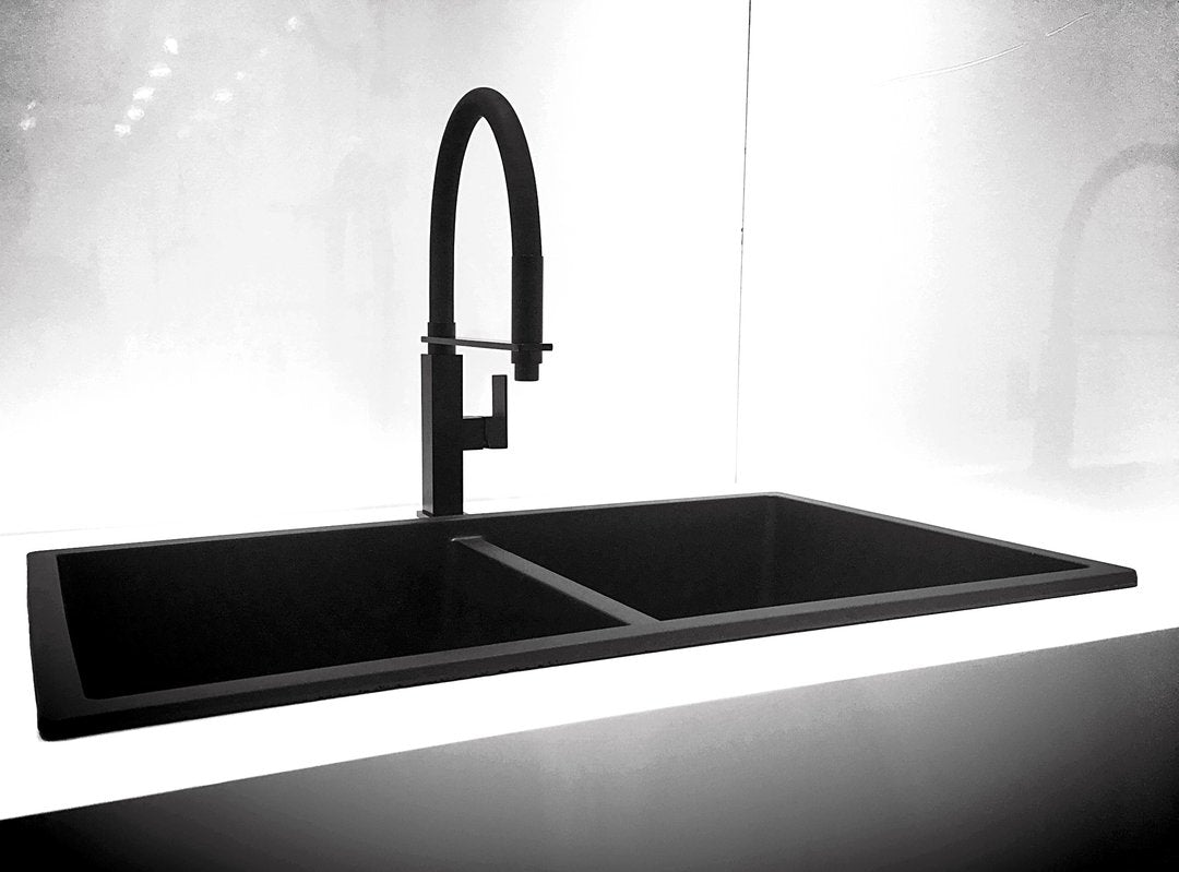 Meir Matte Black Square Flexible Kitchen Mixer Tap