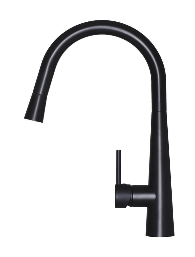Meir Matte Black Round Pull Out Kitchen Mixer Tap