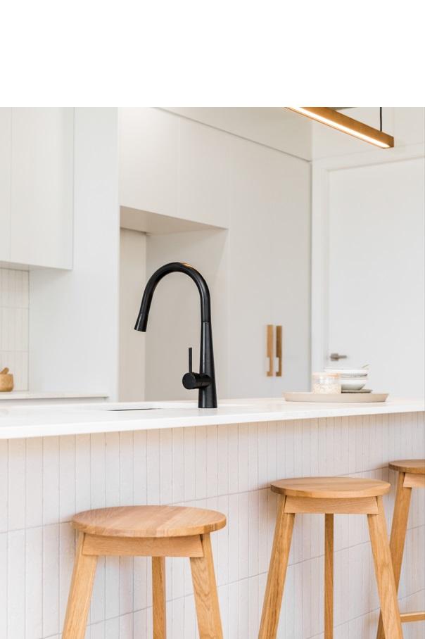 Meir Matte Black Round Pull Out Kitchen Mixer Tap