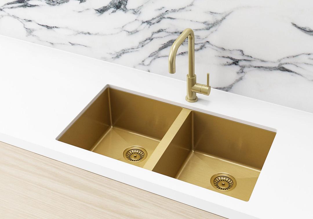 Meir Lavello Kitchen Sink - Double Bowl 760 x 440mm - 3 Colour Finishes