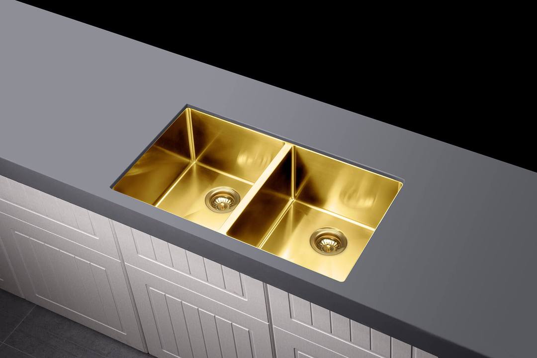 Meir Lavello Kitchen Sink - Double Bowl 760 x 440mm - 3 Colour Finishes