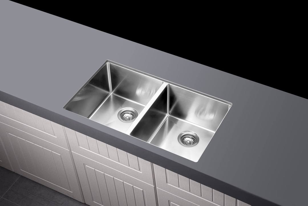 Meir Lavello Kitchen Sink - Double Bowl 760 x 440mm - 3 Colour Finishes