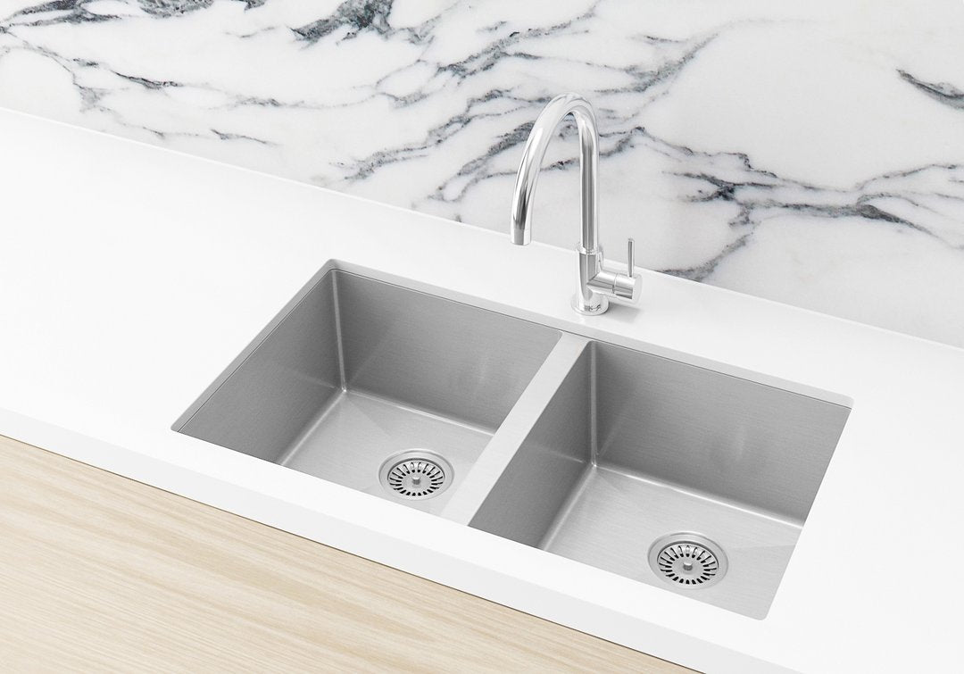 Meir Lavello Kitchen Sink - Double Bowl 760 x 440mm - 3 Colour Finishes