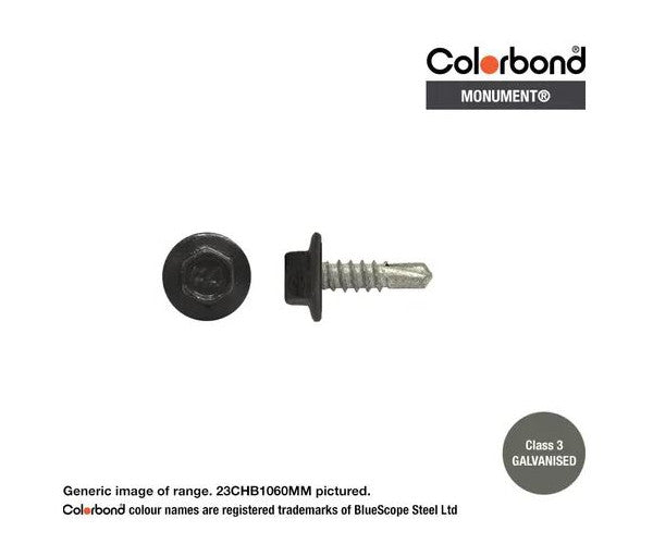 Macsim Hex Washer Face Self Drilling Galvanised PAINTED HEAD Screws - Box of 1000 - Various Sizes and Colours