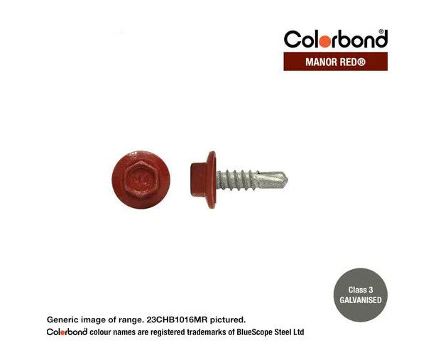 Macsim Hex Washer Face Self Drilling Galvanised PAINTED HEAD Screws - Box of 1000 - Various Sizes and Colours