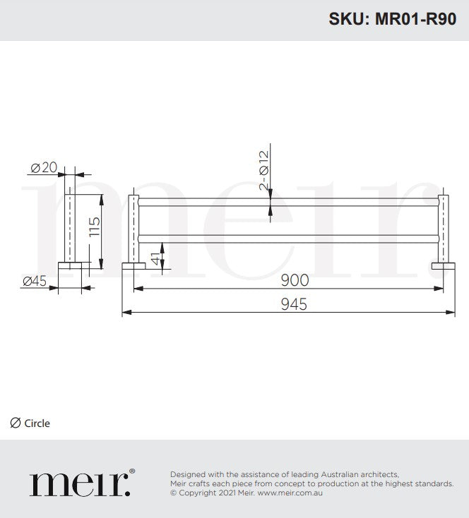 Meir Round Double Towel Rail 900mm - Various Colour Finishes