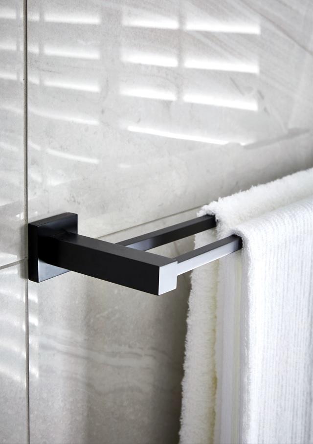 Meir Round Double Towel Rail 600mm in Round or Square Bar - Various Colour Finishes