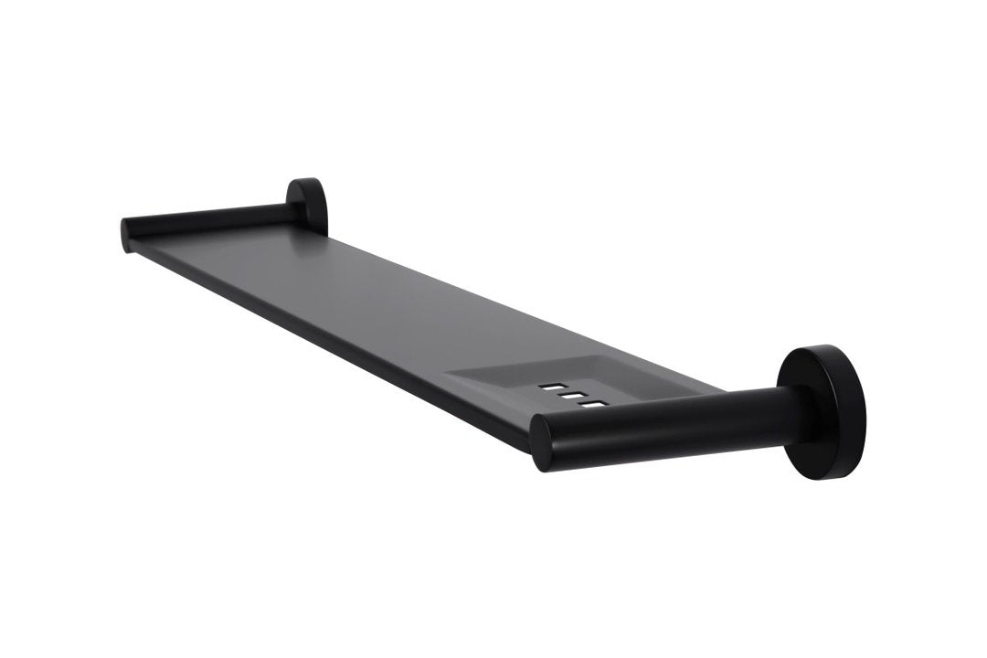 Meir Matte Black Round Bathroom Shelf