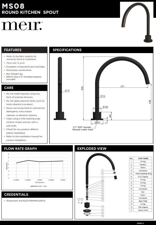 Meir Round High-Rise Swivel Hob Spout - Various Colour Finishes