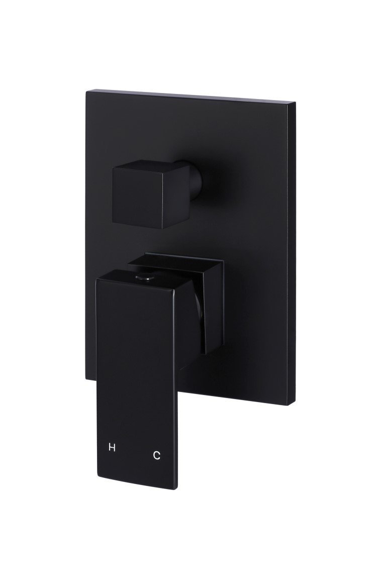 Meir Matte Black Square Wall Diverter Mixer