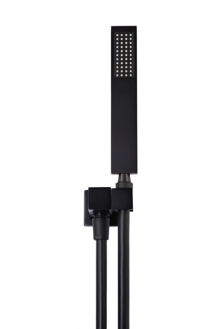 Meir Matte Black Square Hand Shower on Swivel Bracket