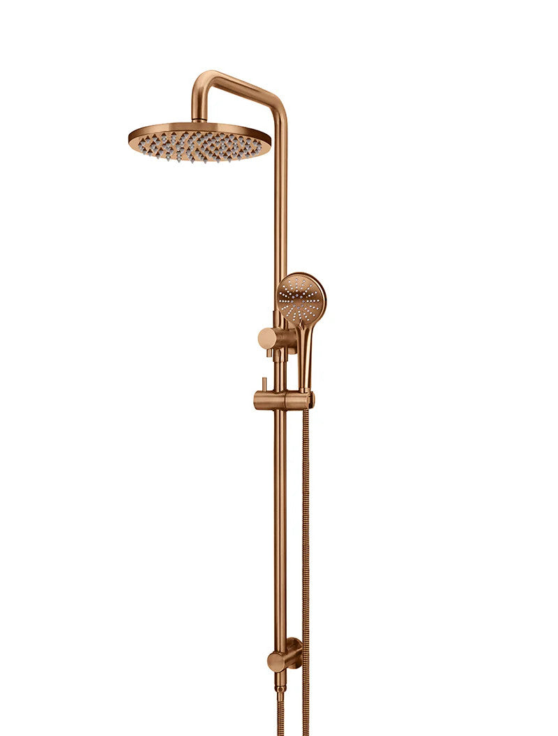 Meir Round Combination Shower Rail 200mm Rose + 3 Function Hand Shower - Various Colour Finishes