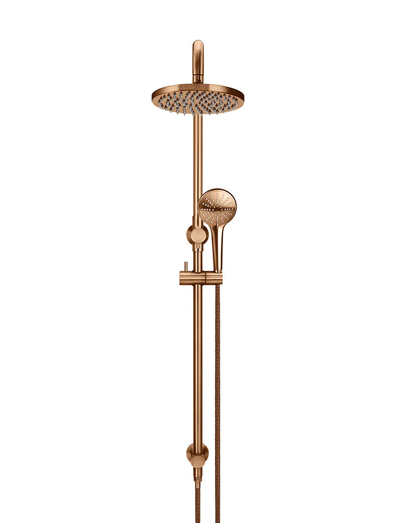 Meir Round Combination Shower Rail 200mm Rose + 3 Function Hand Shower - Various Colour Finishes