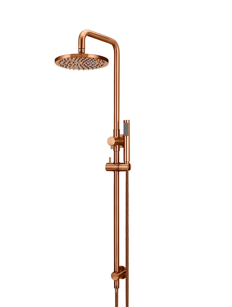 Meir Round Combination Shower Rail 200mm Rose + Single Function Hand Shower - Various Colour Finishes