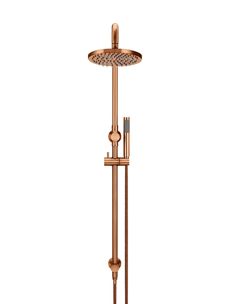 Meir Round Combination Shower Rail 200mm Rose + Single Function Hand Shower - Various Colour Finishes
