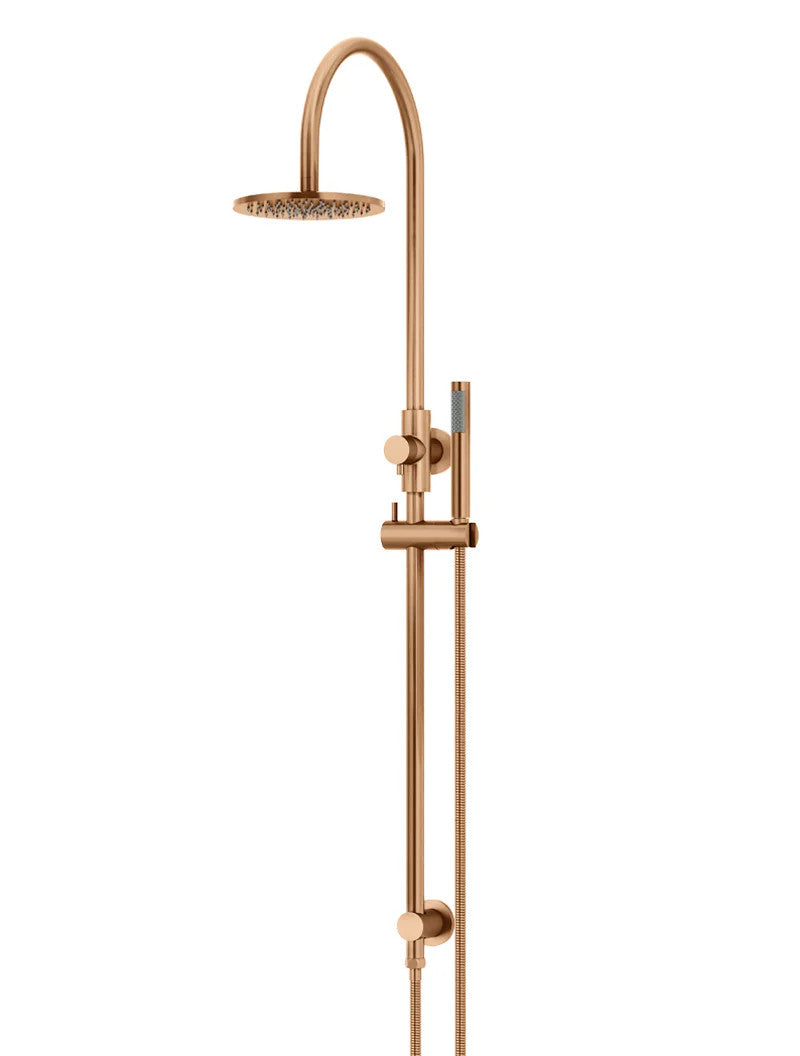 Meir Round Gooseneck Shower Set 200mm Rose + Single Function Hand Shower - Various Colour Finishes