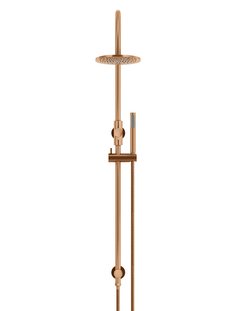 Meir Round Gooseneck Shower Set 200mm Rose + Single Function Hand Shower - Various Colour Finishes