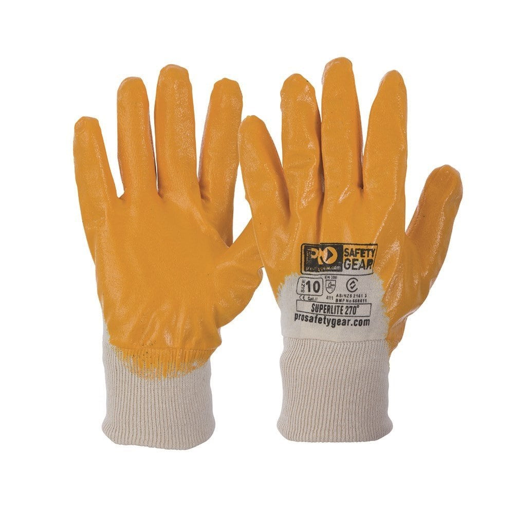 Pro Choice Super-Lite Orange 3/4 Dipped Gloves - 12 Pairs in 4 Size Options