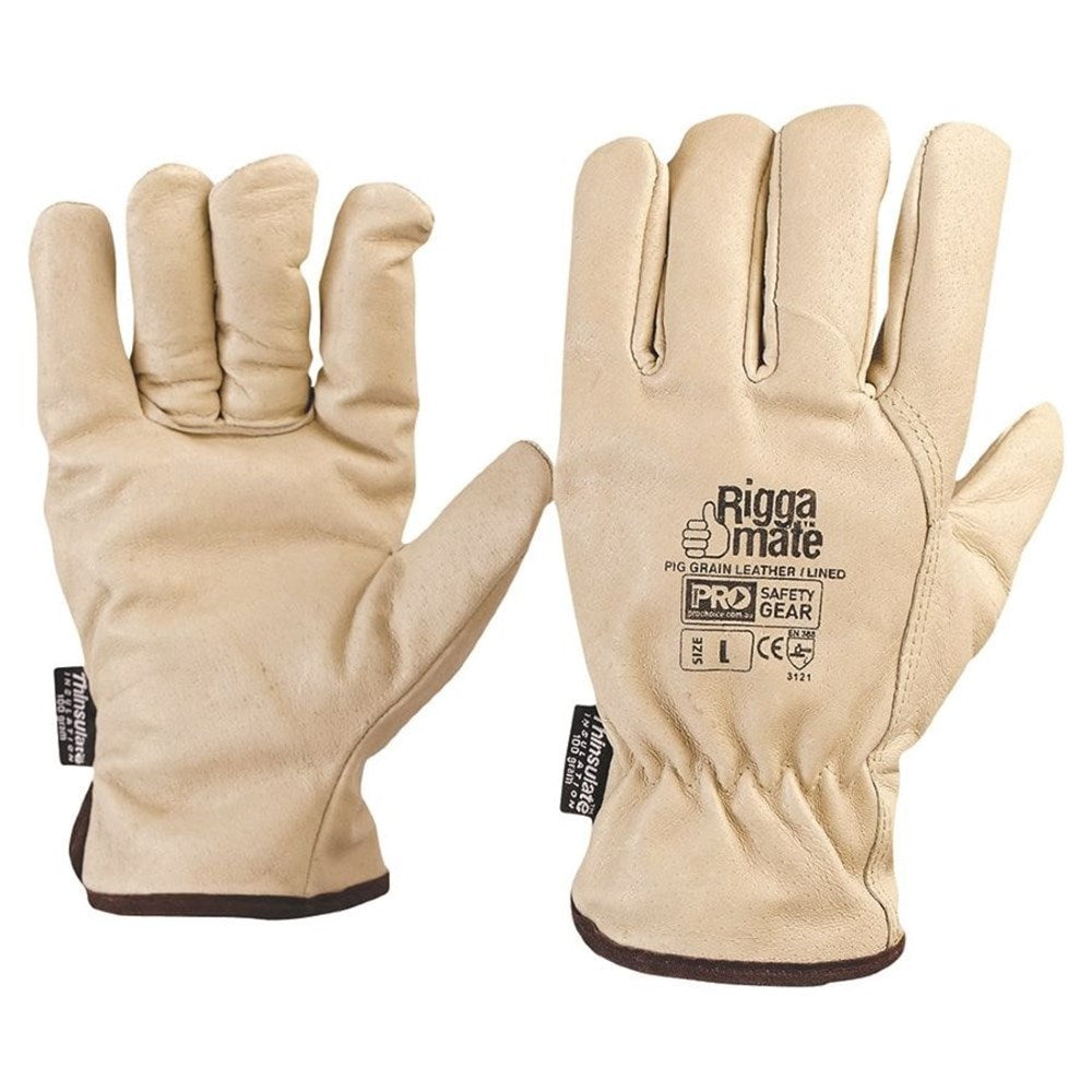 Pro Choice Riggamate Lined Glove - Pig Grain Leather Gloves One Size Large 6 or 12 Pairs