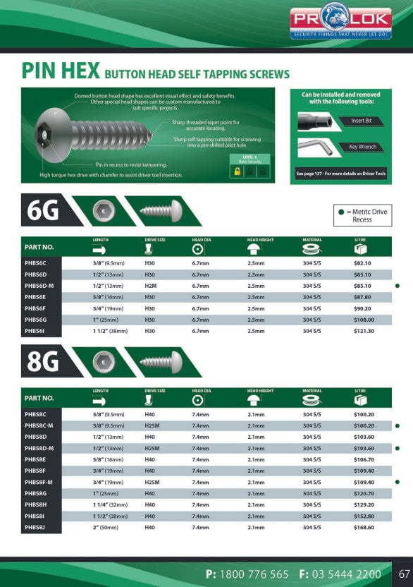 Pin Hex Key Wrench - in Various Sizes