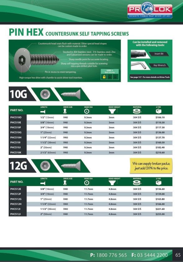 Pin Hex Key Wrench - in Various Sizes