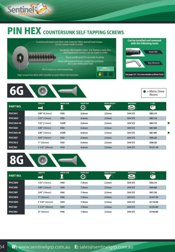 Pin Hex Key Wrench - in Various Sizes