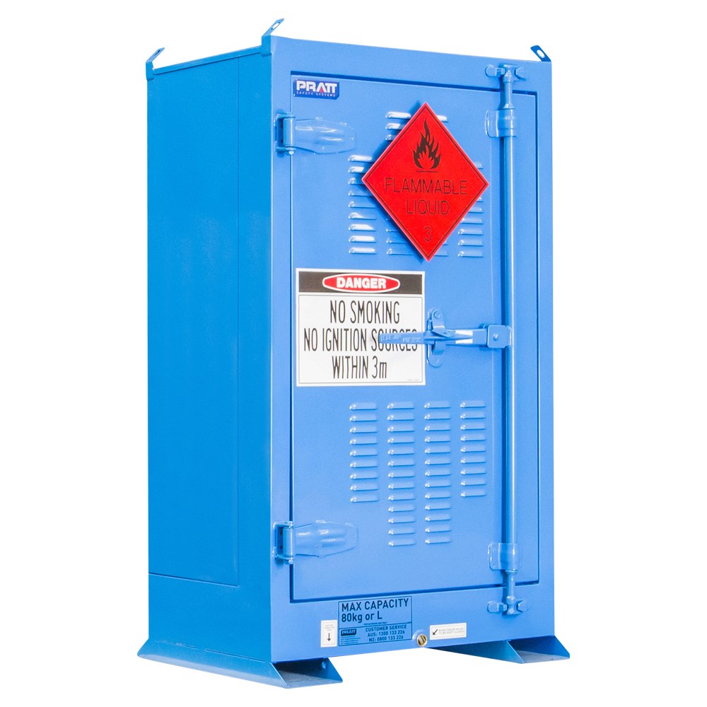 Pratt Class 4 Dangerous Goods Storage Cabinets 80L 1 Door 2 Shelves